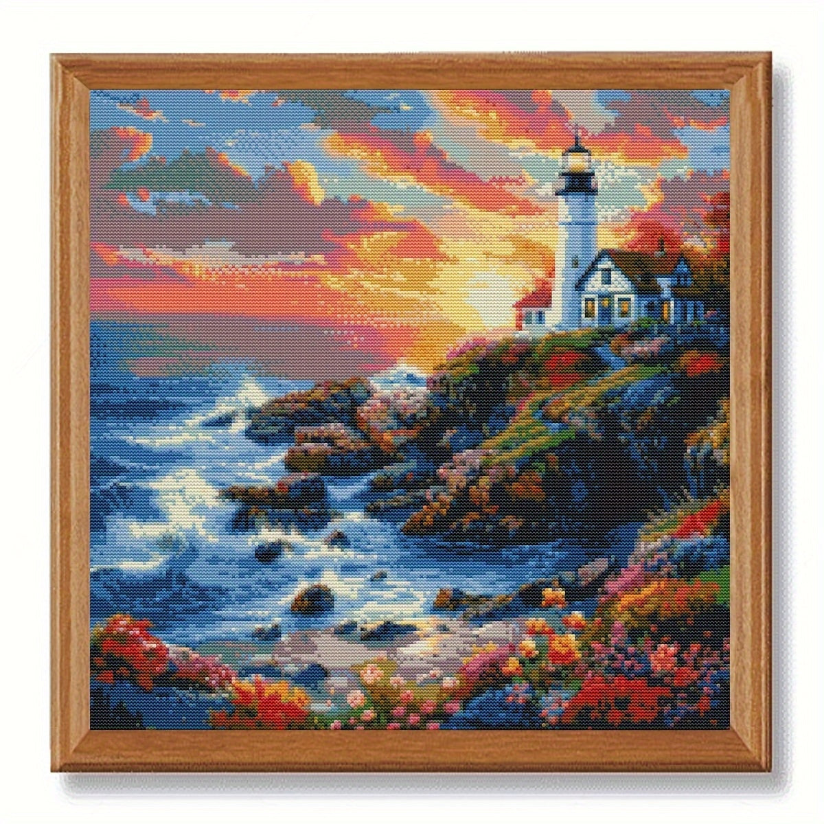 Delightful Seaside Lighthouse DIY Cross Stitch Kit - 15.7x15.7