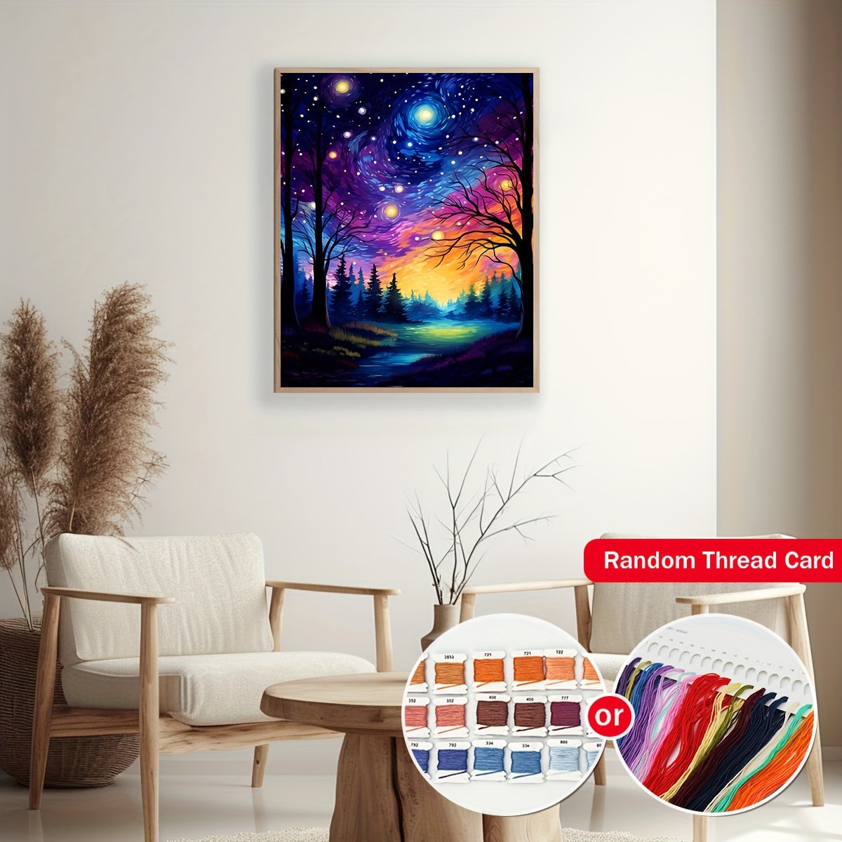 Starry Night Sky DIY Cross Stitch Kit, 15.7x19.7 Inch