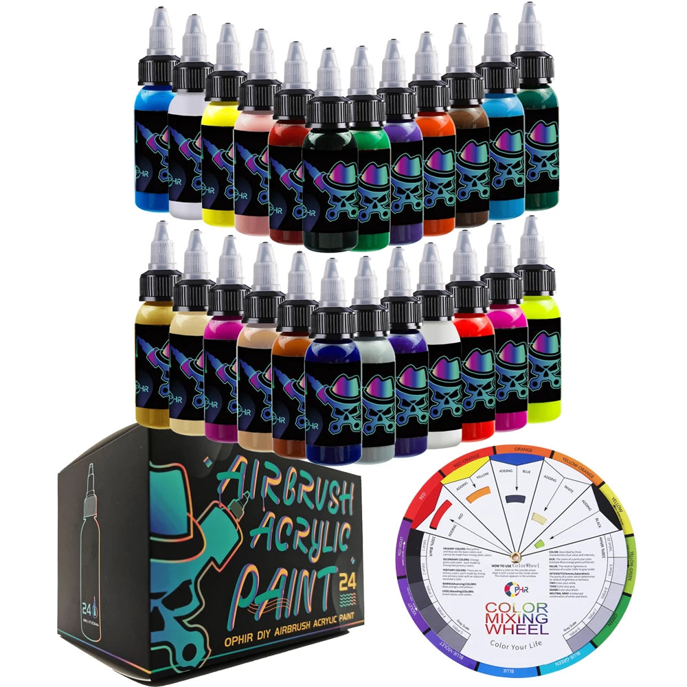 Airbrush Acrylic Paint DIY Ink for Model Shoes Leather Painting Nail Art 24 Colors Airbrush  Paint