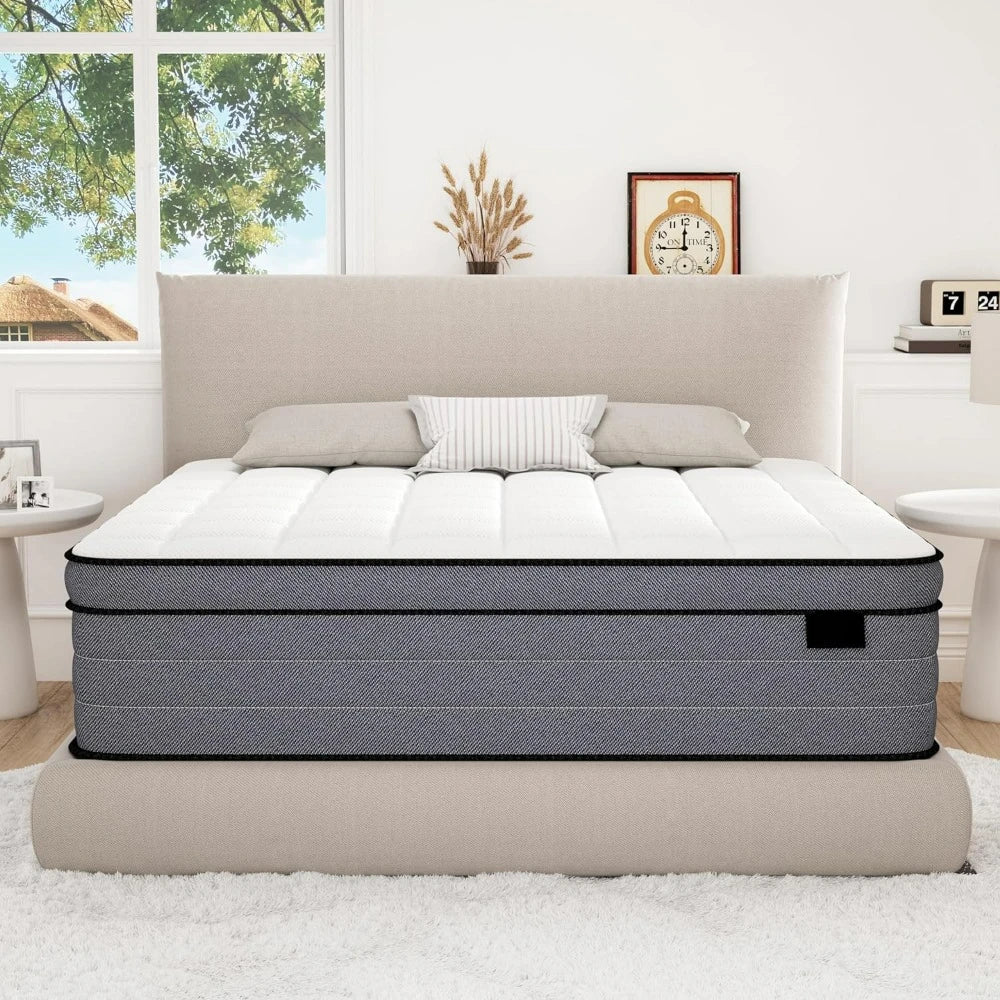 Full Size Mattress, 12 Inch Hybrid Mattress, with Gel Memory Foam and Pocketed Springs,  Plush Feel