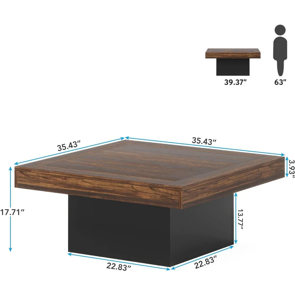 Coffee Table Square LED Table Engineered Wood Low Coffee Table Rustic, Coffee Tables