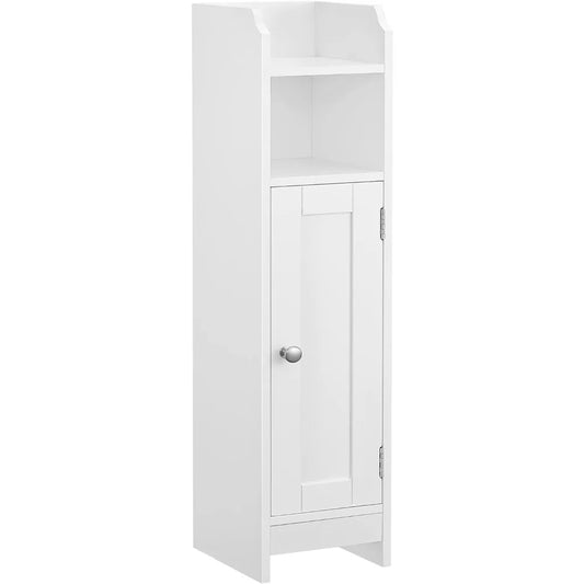 Small Bathroom Storage Corner Floor Cabinet with Door and Shelves, Bathroom Storage Organizer, Narrow Bathroom Toilet