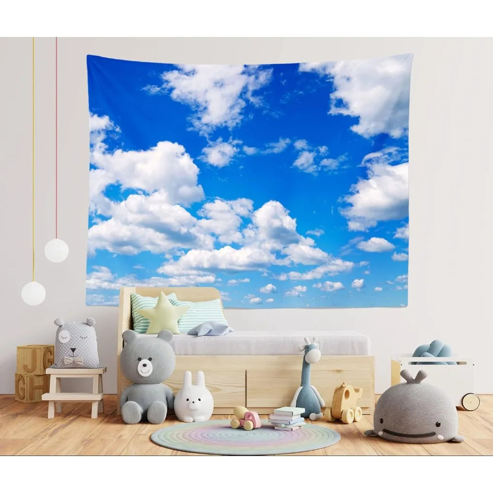 Blue Sky Tapestry Wall Hanging  Wall Decor Blue Sky Ceiling Wall Decorations Clear Sunny Sky