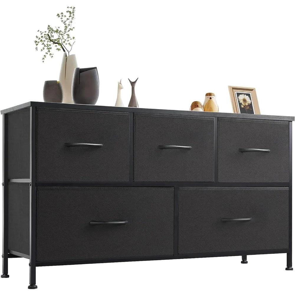 Dresser for Bedroom with 5 Fabric Drawers,  Lightweight Quick Assemble Cabinet