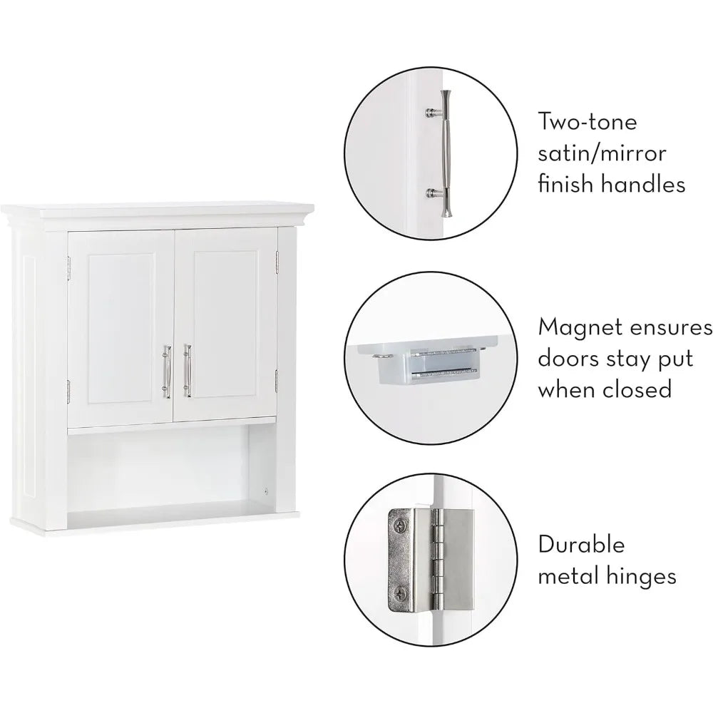 Somerset Two-Door Bathroom Storage, White Wall Cabinet