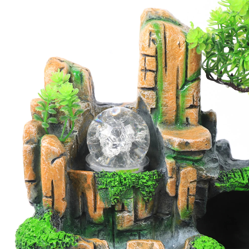 Desktop Fountain Waterfall Resin Fountain Decoration Home Office Decoration