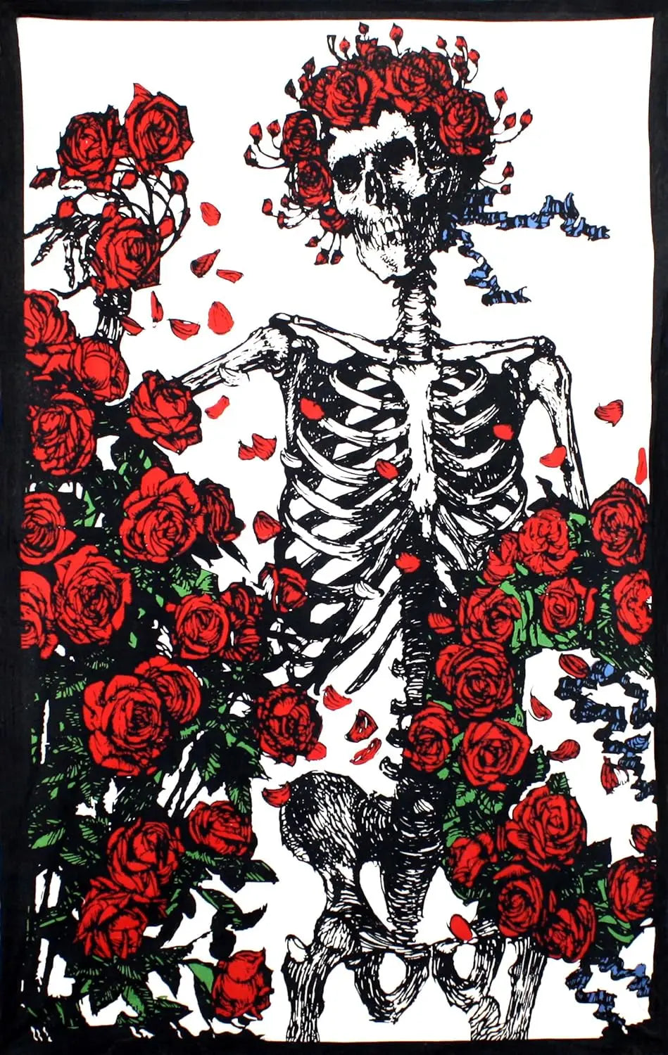 Tapestry Grateful Dead Skeleton and Roses Tapestry Wall Art  60x90 Inches