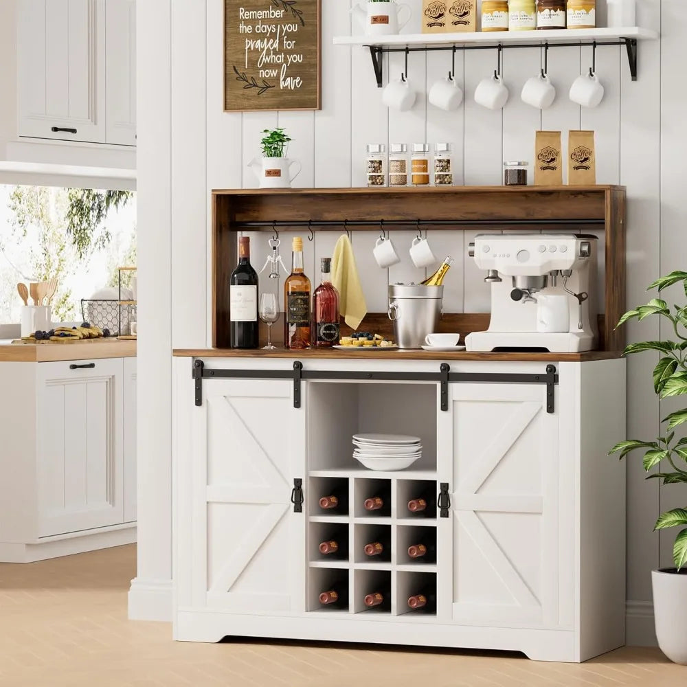 47" Farmhouse Sideboard Buffet Cabinet with Sliding Barn Door