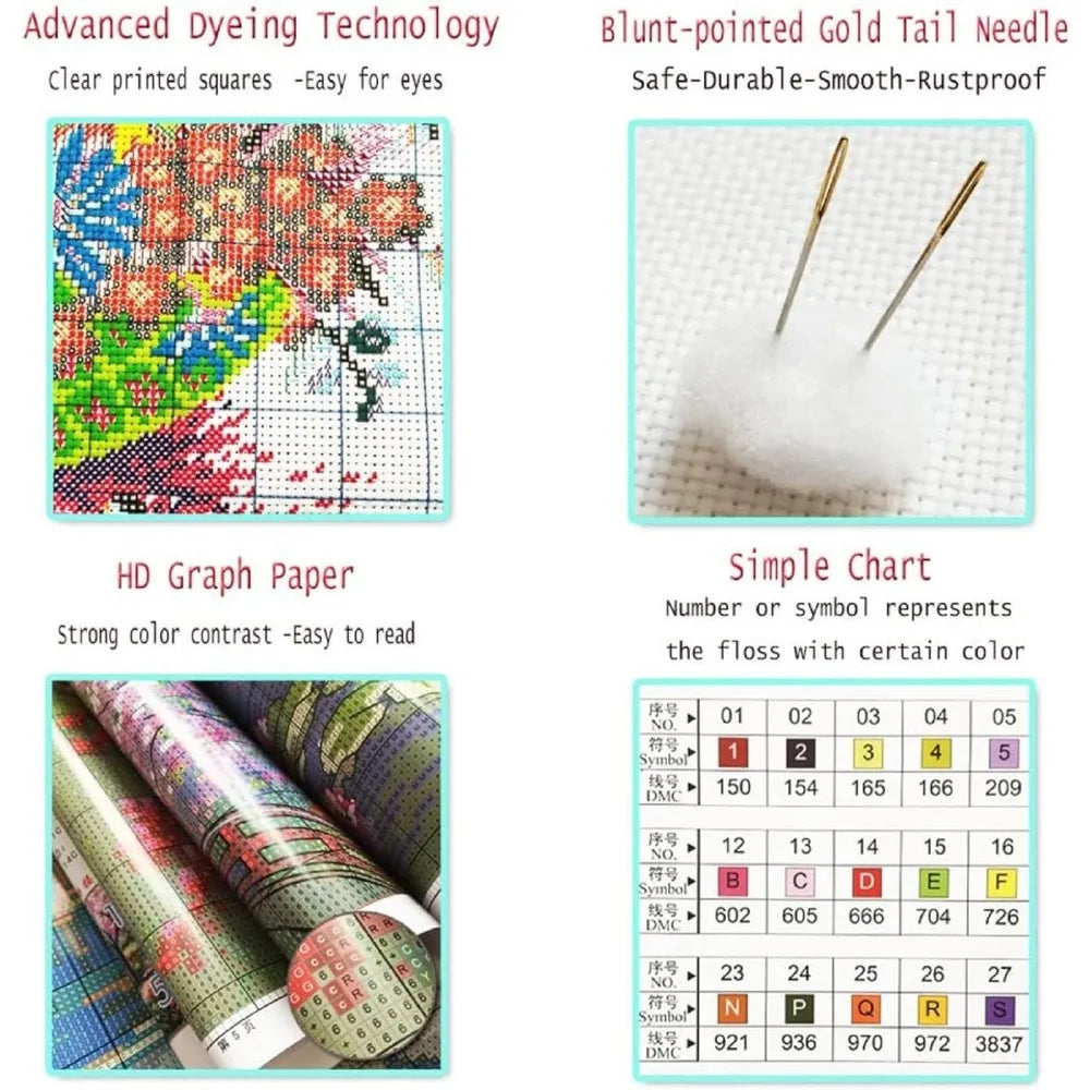 Stamped Cross Stitch Kits  Embroidery Patterns Art Crafts