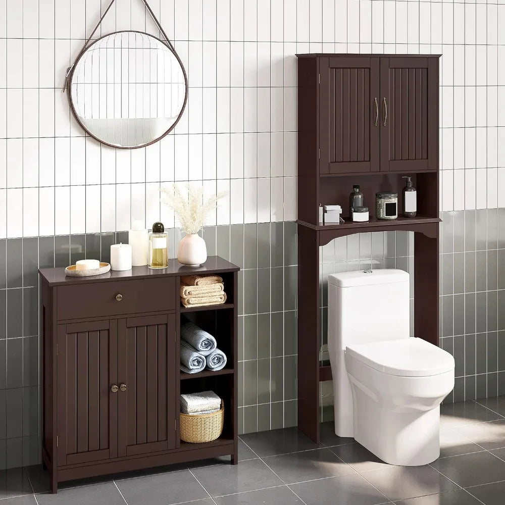 Bathroom Floor Cabinet, Kitchen Freestanding Storage Organizer, Large Side Cabinet with Doors