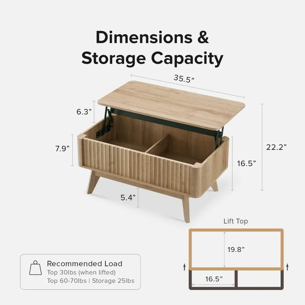 Coffee Table, Lift Top Coffees Tables for Living Room, Center Tables with Hidden Storage