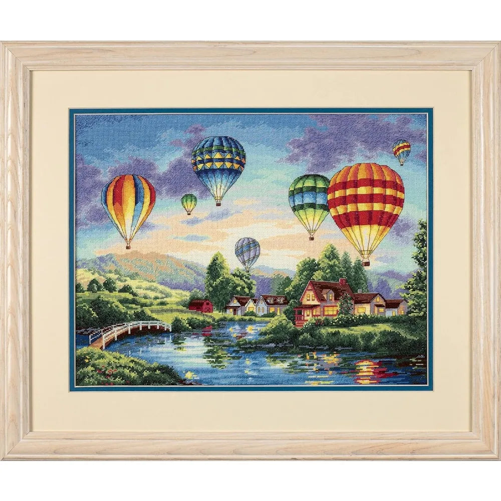 Ivory Gold Collection Hot Air Balloon Advanced Counted Cross Stitch Kit 18 piece 12'' X 16''