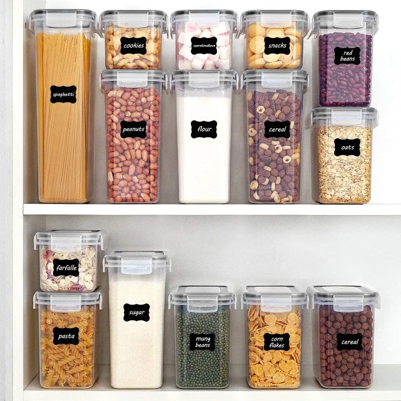 Food Storage Containers with Lids, 24 pcs Plastic Kitchen and Pantry Organization Canisters