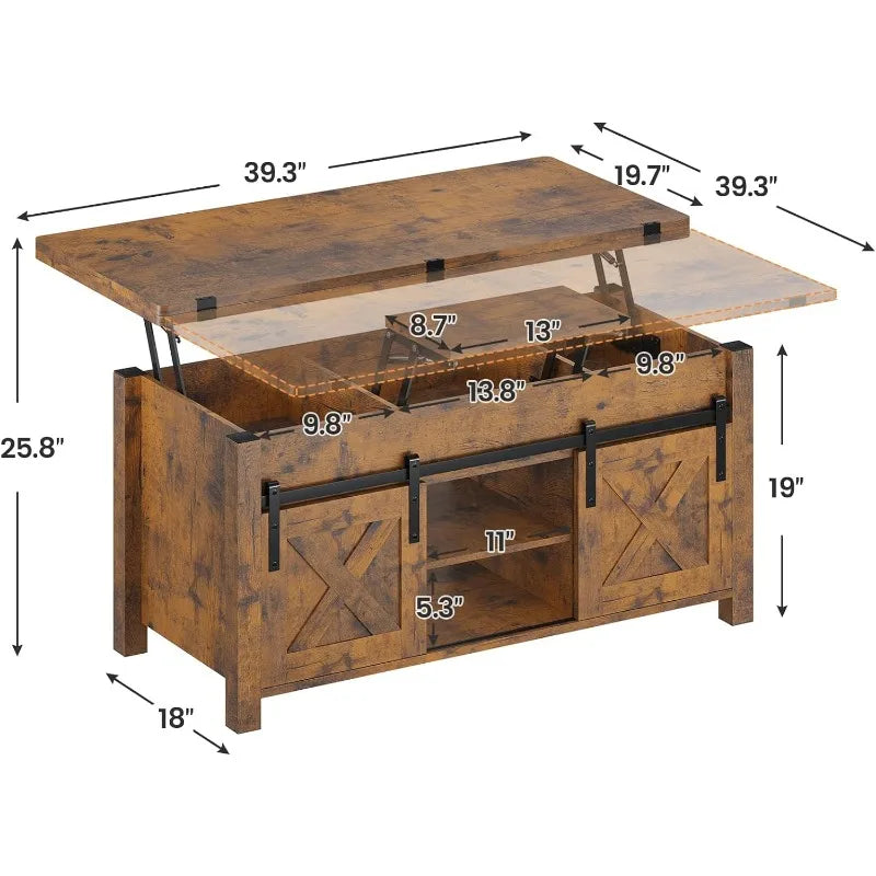 Lift Top Coffee Table, Multi-Function Convertible Coffee Tables with Storage and Hidden Compartment