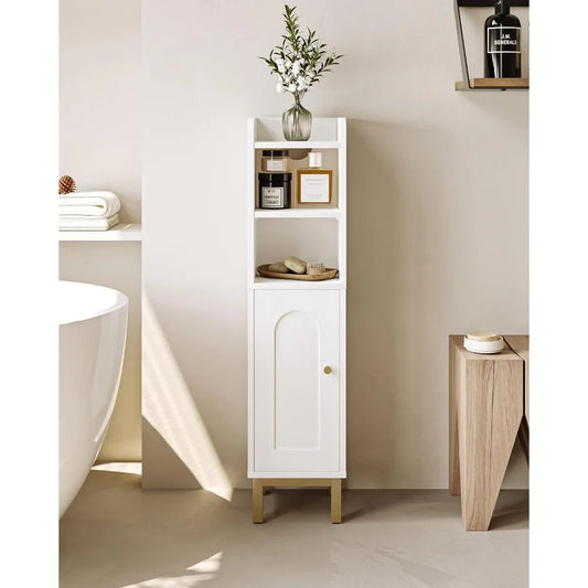 Small Corner Floor Cabinet with Door and Shelves, Bathroom Organizer