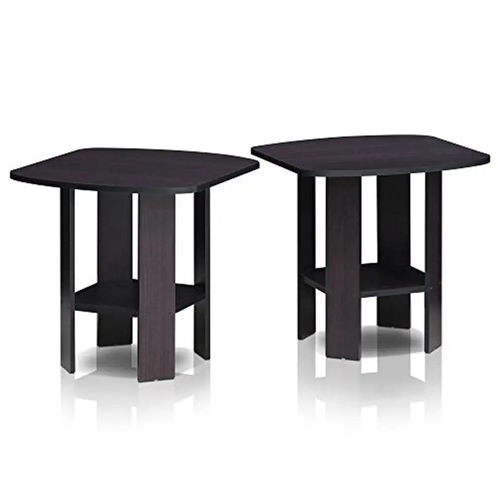 Rectangular Coffee Table and 2-Pack End Tables Bundle Dark Walnut/Espresso