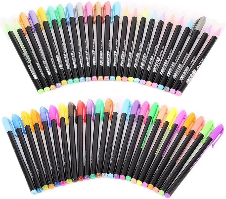 48 Gel Color Pens, Gel Ink Glitter Pen smart color Art Markers Fine Tip Kit