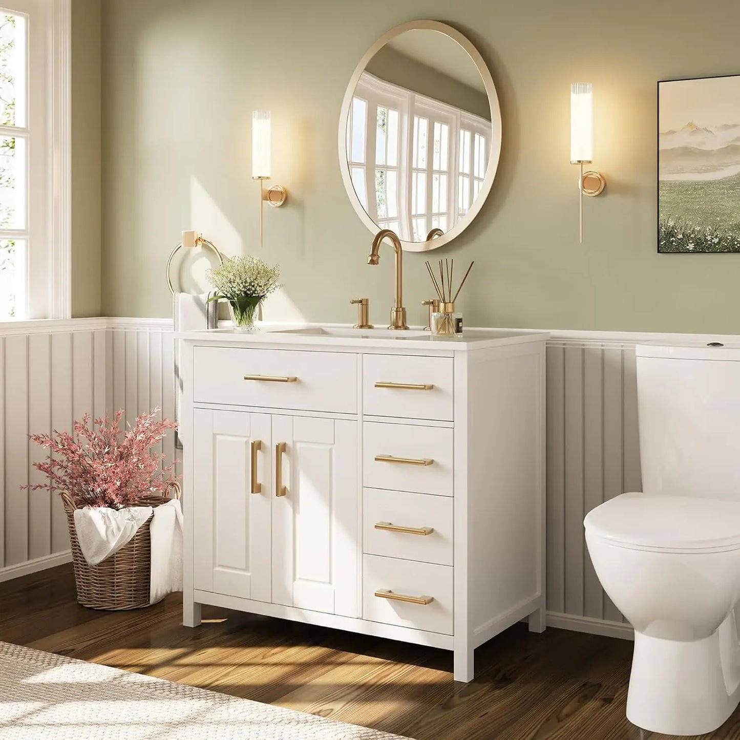 36" Bathroom Vanity with Sink Combo Includes 37" Countertop & Integrated Sink