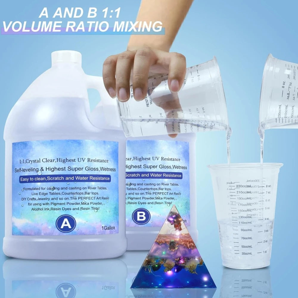 Epoxy Resin 2 Gallon Kit - Crystal Clear Epoxy Resin  Self Levels for Jewelry Casting Resin Molds DIY