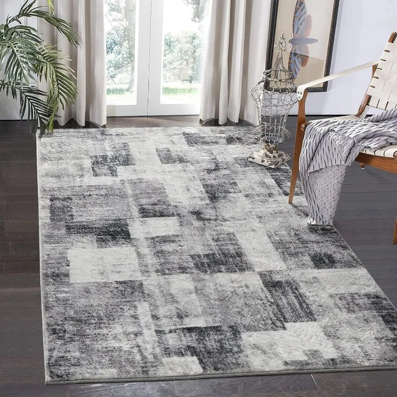 Area Rug Living Room Rugs: 5x7 Indoor Soft Small Low Pile Carpet Abstract Decor