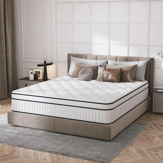 Mattresses 10/ 12 /14 Inch, Medium Firm, with Pocket Spring and Soft Foam