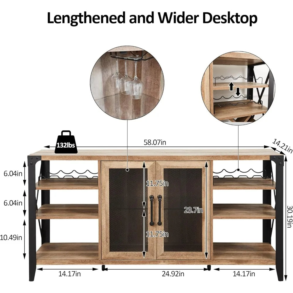 Farmhouse Coffee Bar Cabinet, 58 in(L)