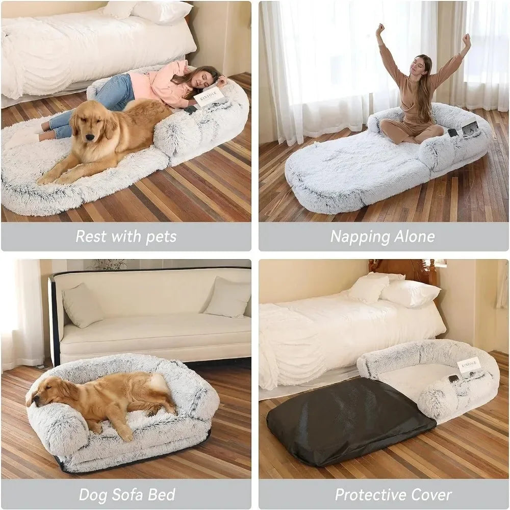 Mattresses Foldable Plush Washable Dog Bed Puppy House for Big Dogs 71 Inch X 45 Inch X 10 Inch