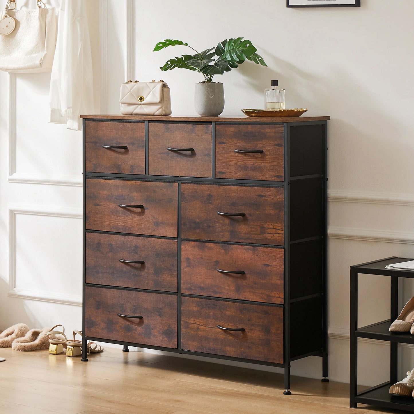 Dresser  With 9 Fabric Storage Drawer Wardrobe