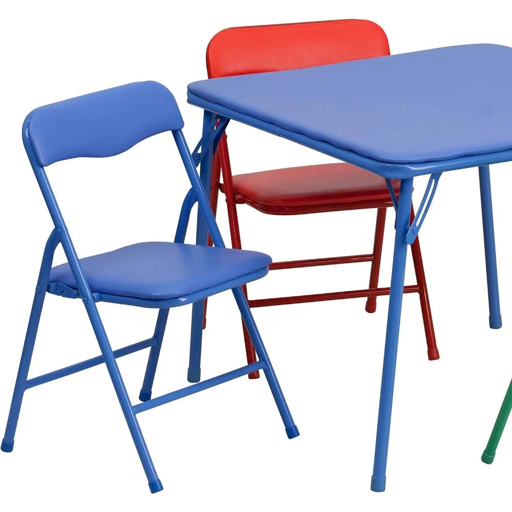 Mindy Kids 5-Piece Folding Square Table and Chairs Set for Daycare and Classrooms