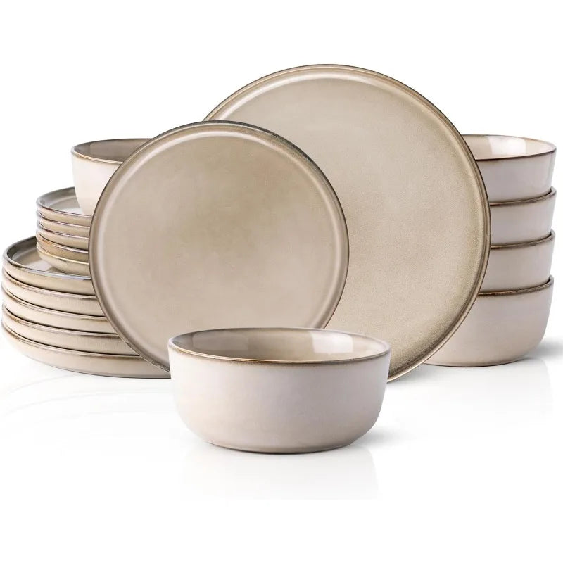 Ceramic Dinnerware Sets for 4, 12 Pieces Stoneware Plates and Bowls Sets, Chip and Scratch Resistant