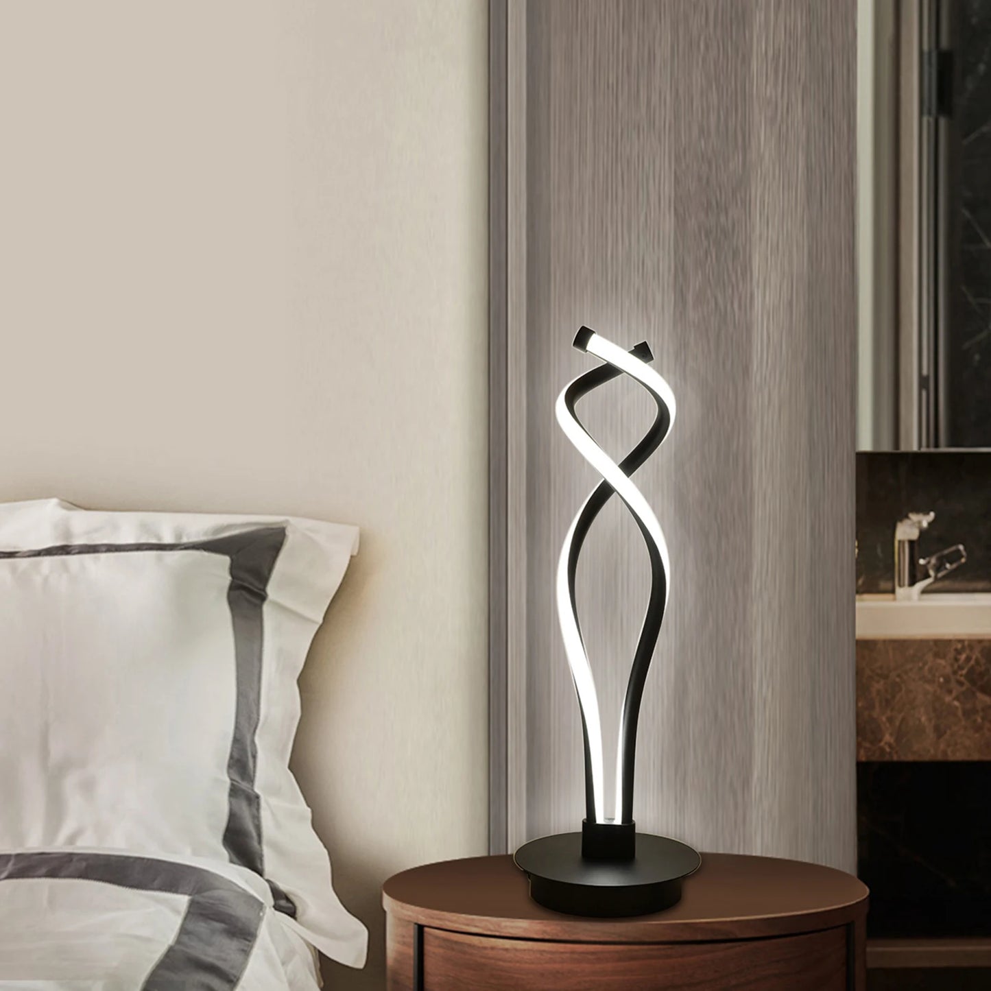 Spiral Table Lamp Modern Minimalist Led Room Bedside Lamp Creative Art