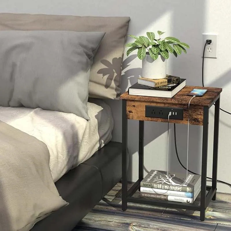 Nightstand with Charging Station and USB Ports  outlets