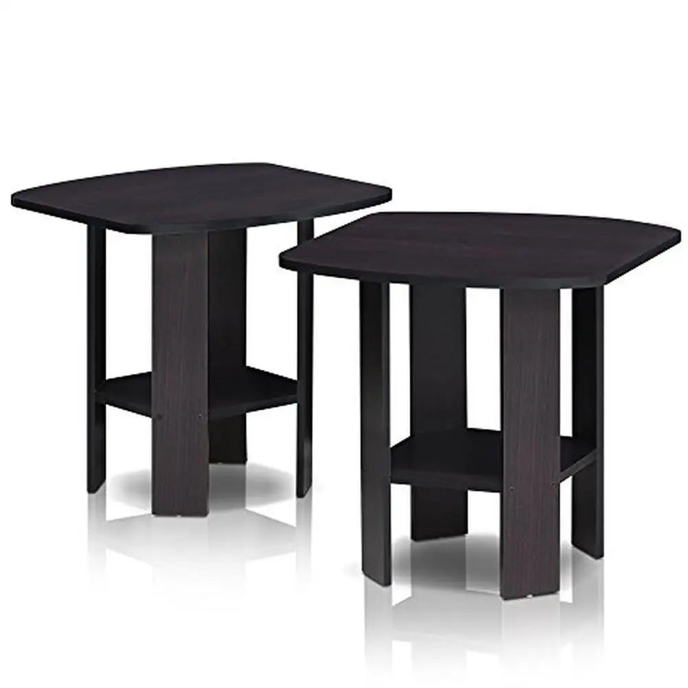 Rectangular Coffee Table and 2-Pack End Tables Bundle Dark Walnut/Espresso