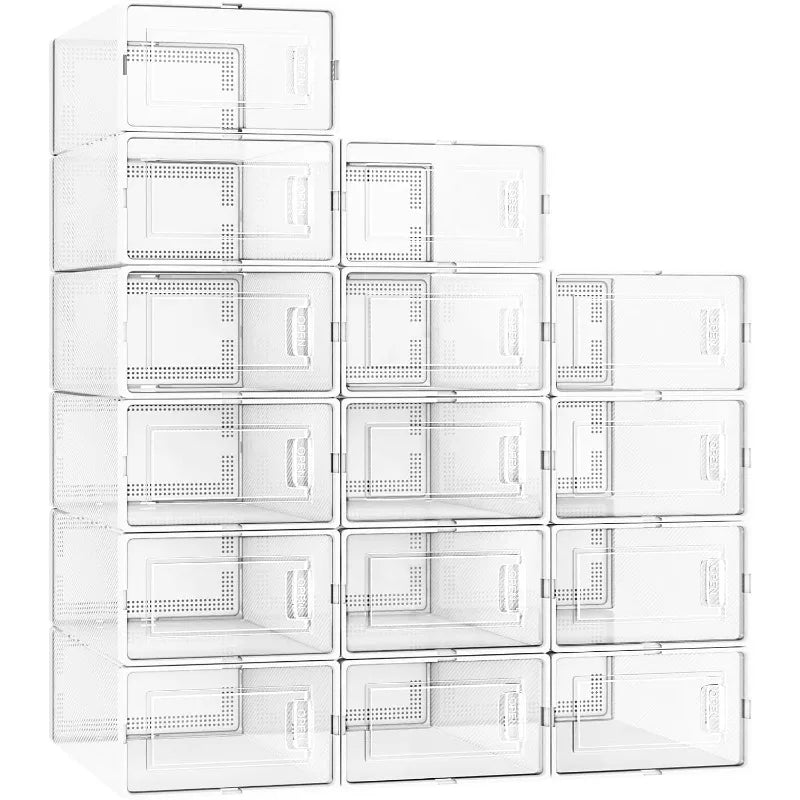 Shoe Storage Boxes Stackable, 15 Pack Large Boxes, Shoe Organizer for Closet with Lids