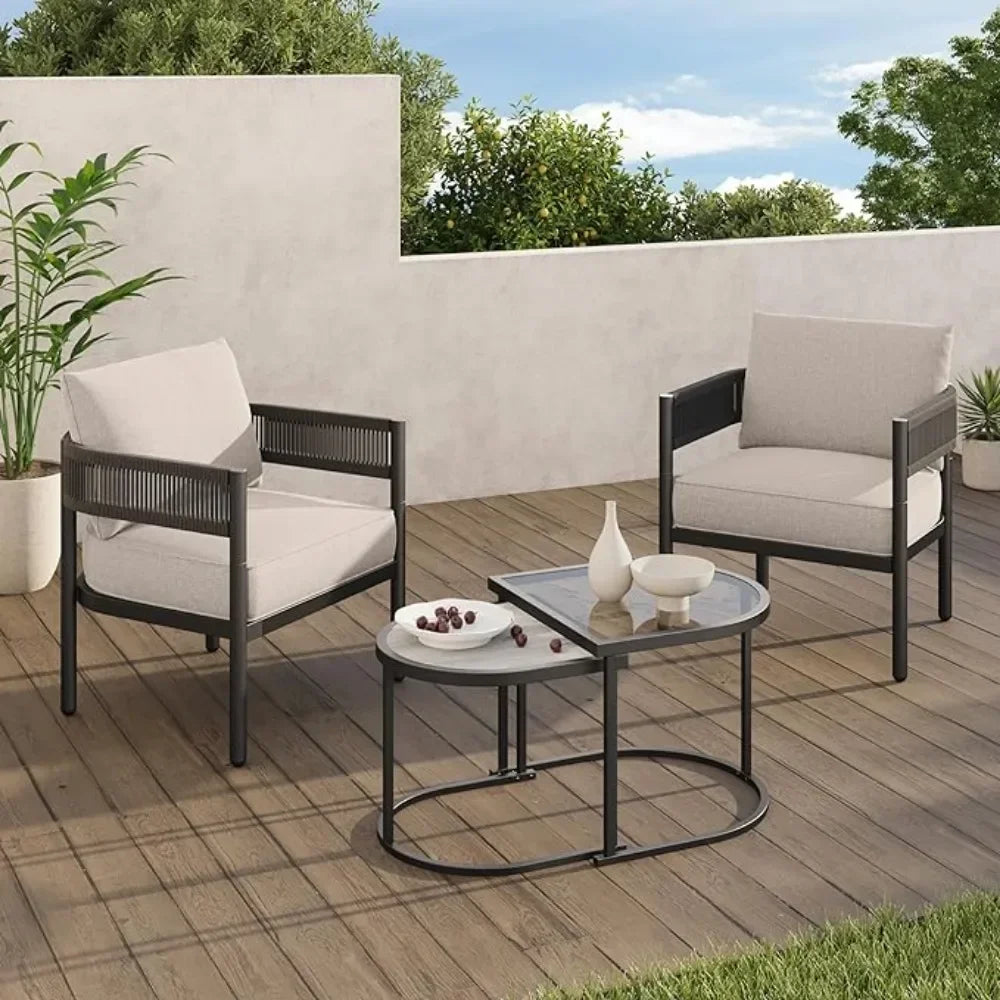 Grand Patio Wicker Outdoor Furniture Set with Beige Thick Cushions