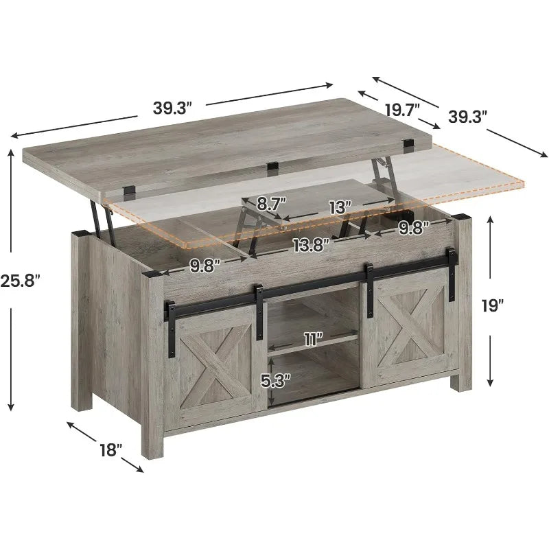 Lift Top Coffee Table, Multi-Function Convertible Coffee Tables with Storage and Hidden Compartment