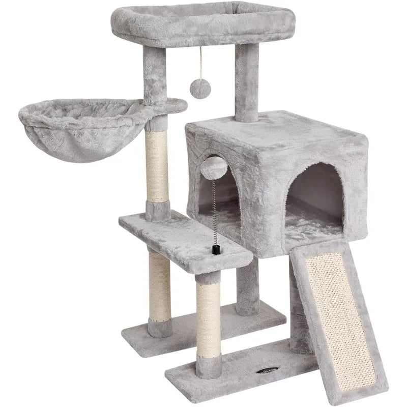 Cute Cat Tree Tower for Indoor Cats - Condo with Sisal Scratching Posts