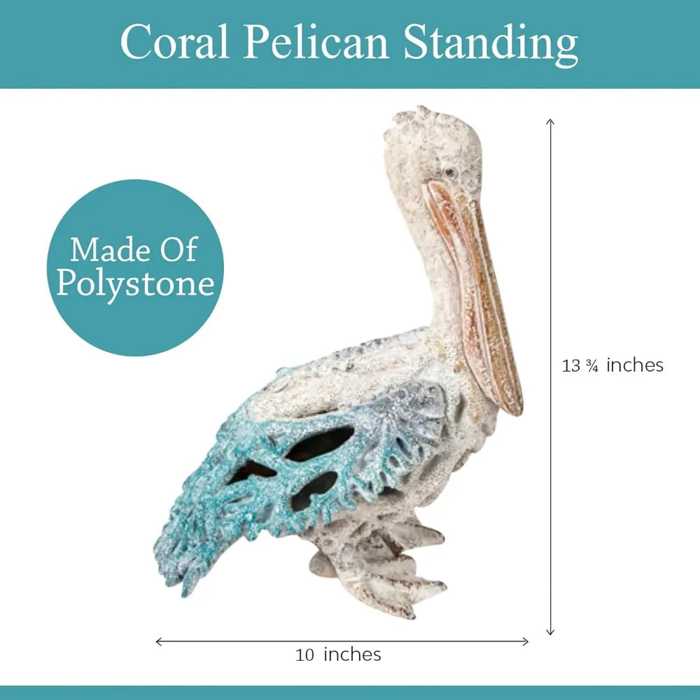 Coral Reef Beach Figurine, Pelican Statue, Sculptures and Figurines, Room Decor