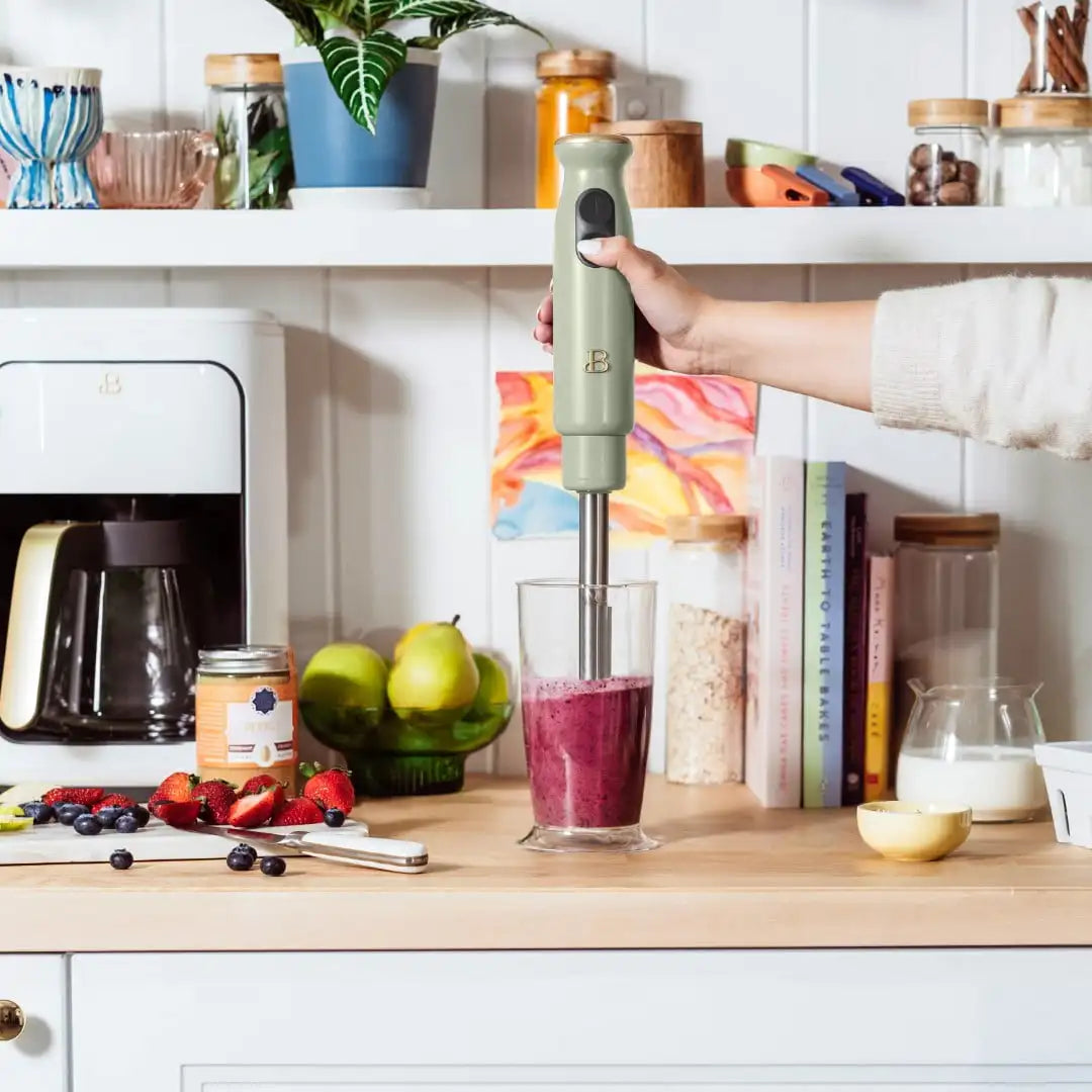 Beautiful 2-Speed Immersion Blender with Chopper & Measuring Cup