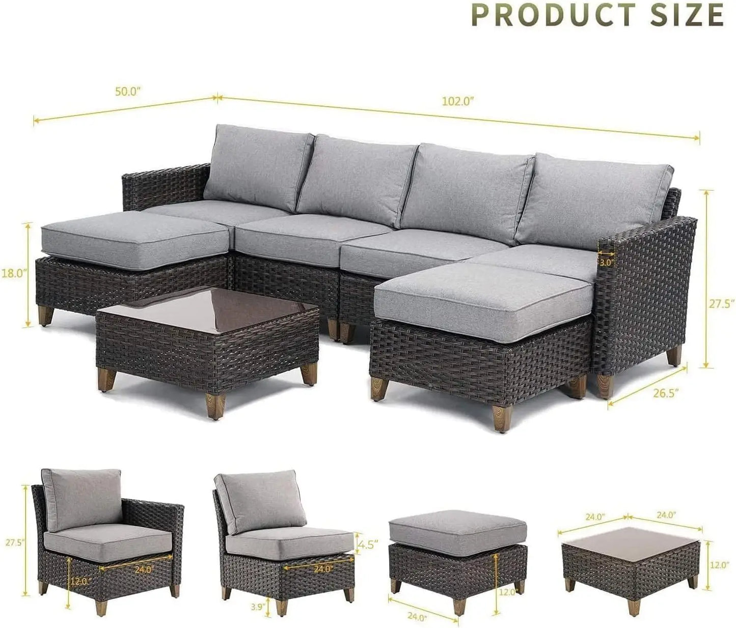 Wicker Patio Sofa Sets Outdoor Furniture Sets, with Thick Olefin Cushions