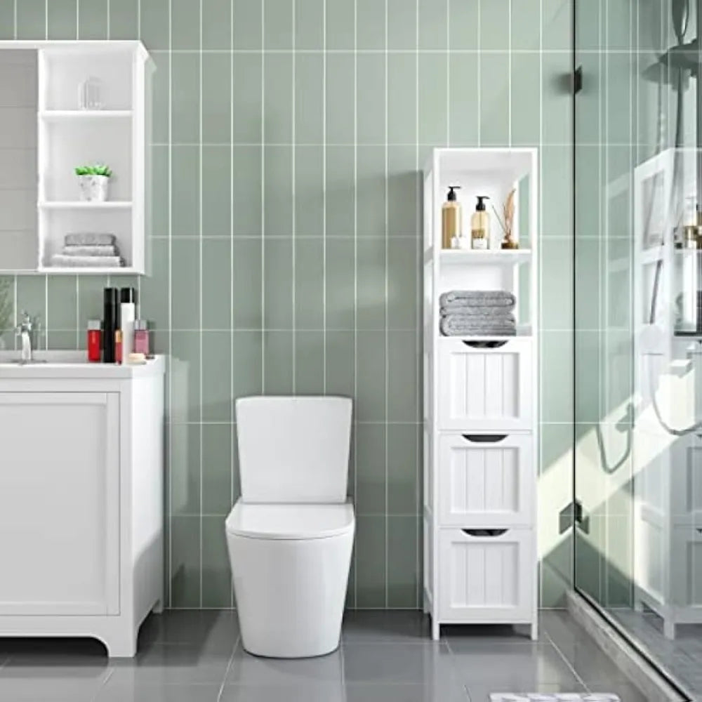 Bathroom Tall Cabinet, Slim Storage Cabinet, Narrow Freestanding Floor Cabinet