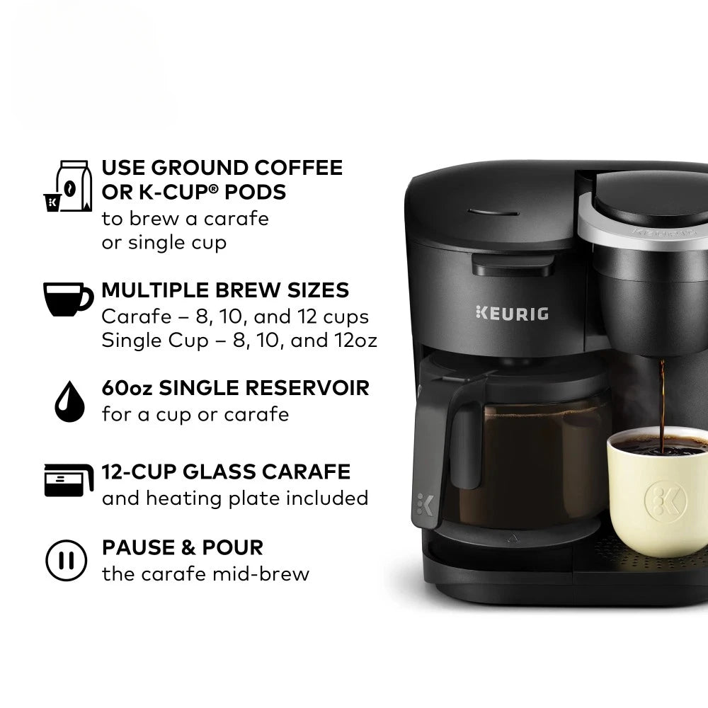 Black Single-Serve K-Cup Pod Coffee Maker, Black, Coffee Machine Household, Easy to Use, Portable