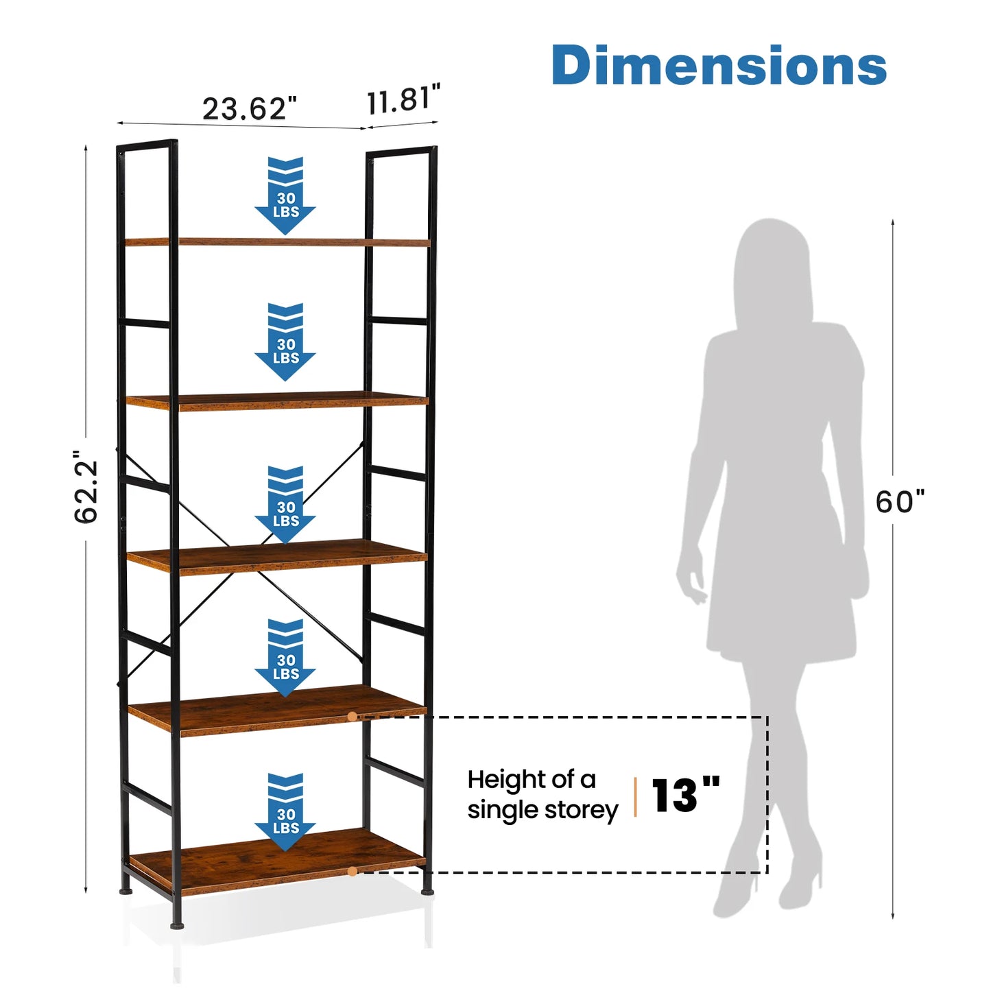 5 Tier  Modern Book Case