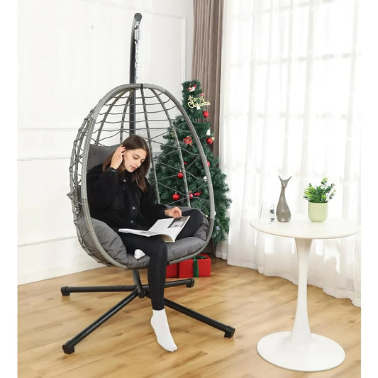 Egg Chair with Stand,  Washable Cushions UV Resistant Removable,350LBS Capacity