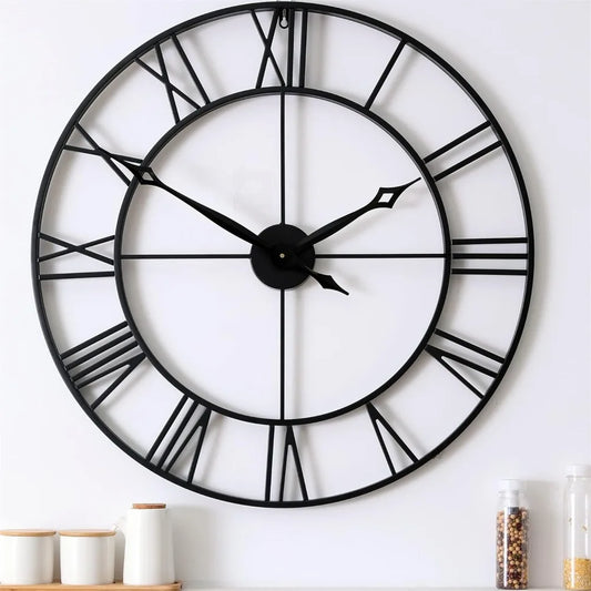 30 Inch Large Wall Clock Modern, Oversized Roman Numeral Decorative Art Metal Wall Clock