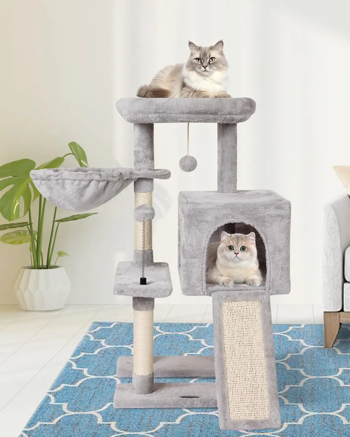 Cute Cat Tree Tower for Indoor Cats - Condo with Sisal Scratching Posts