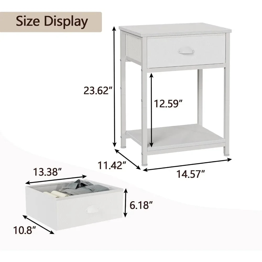 Set of 2 White Nightstands