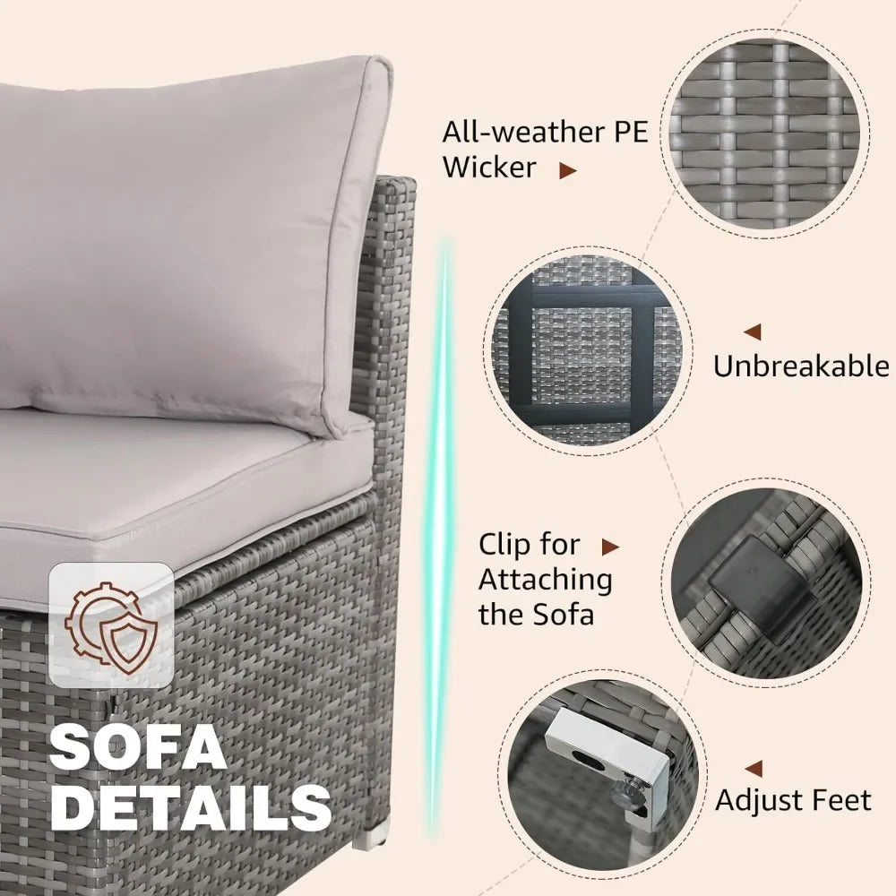 7 Piece Wicker Patio Furniture Set,