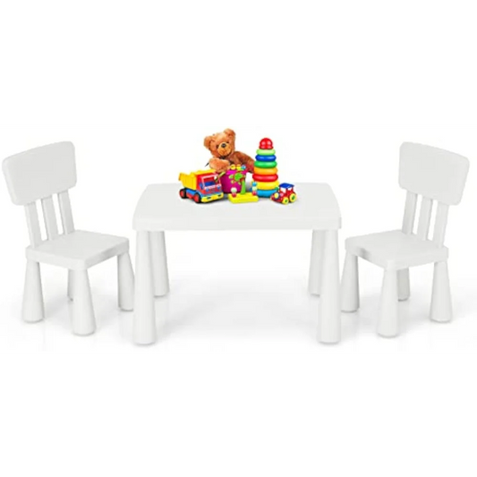 Plastic Children Activity Table and 2 Chairs for Art Craft, Easy-Clean 3-Piece Toddler