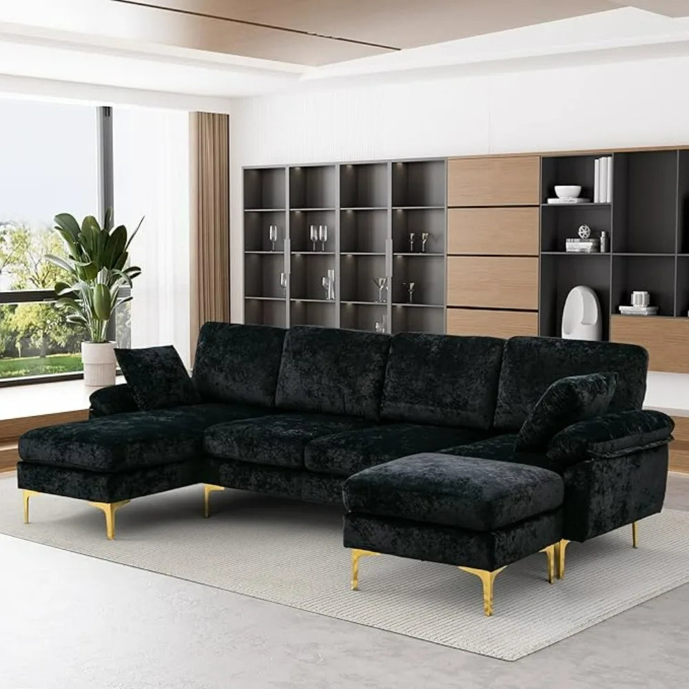 U-Shaped Sectional Sofa Couch, 4 Seat Sofa Set for Living Room